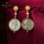 Boucles d’oreilles médaillon Lira de l’empereur romain