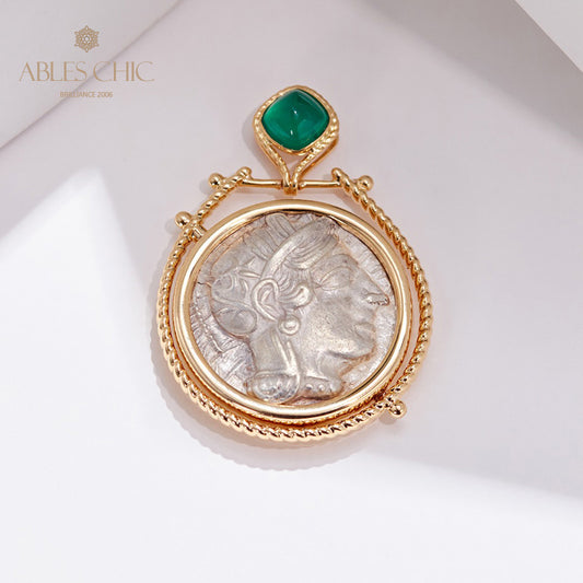Pendentif médaillon réversible Athena uniquement