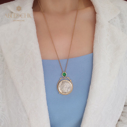 Pendentif médaillon réversible Athena uniquement