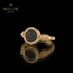 Bague pendentif pièce de cuivre ancienne