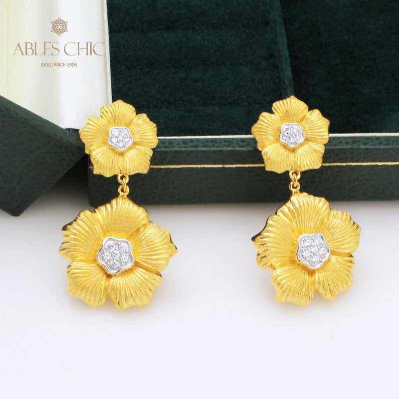 Boucle d'oreille florale à fleurs pendantes 5404
