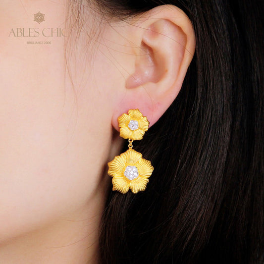 Boucle d'oreille florale à fleurs pendantes 5404