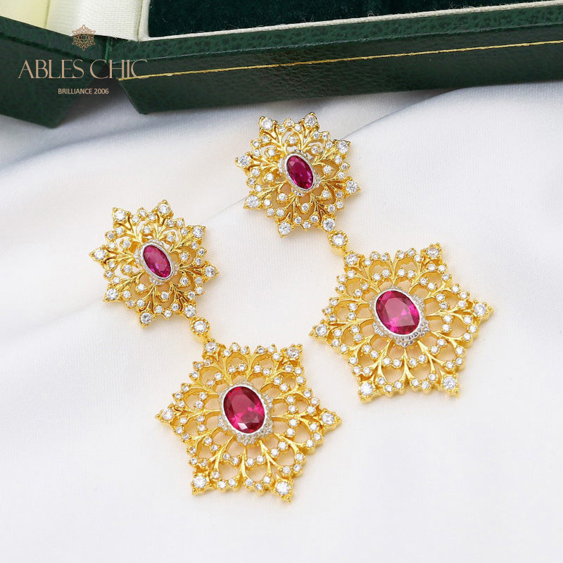 Boucles d'oreilles lustre flocon de neige floral 5654