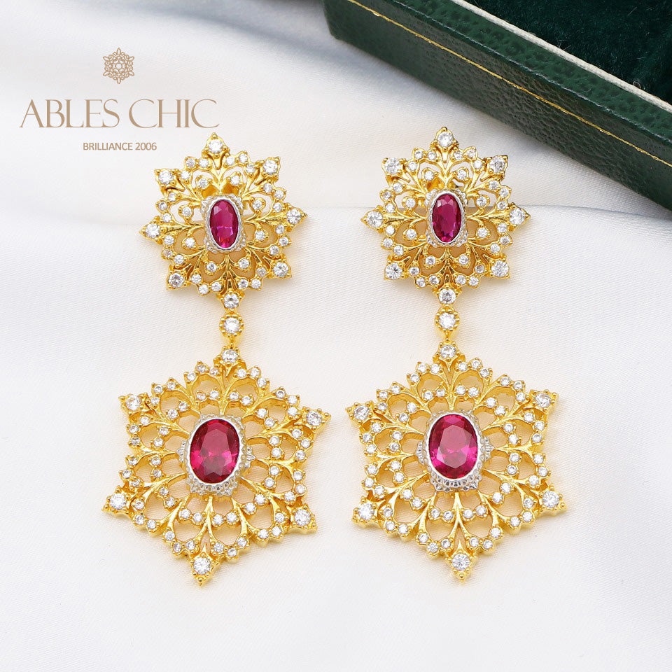 Boucles d'oreilles lustre flocon de neige floral 5654