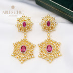 Boucles d'oreilles lustre flocon de neige floral 5654
