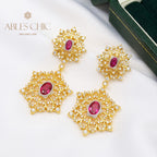 Boucles d'oreilles lustre flocon de neige floral 5654