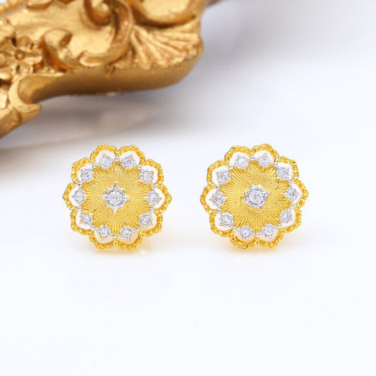 Boucles d'oreilles florales en filigrane de tissu 5168