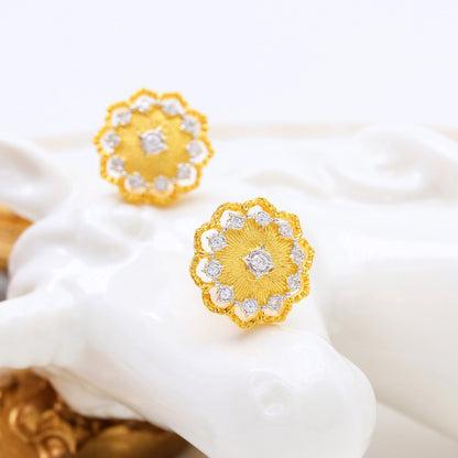 Boucles d'oreilles florales en filigrane de tissu 5168