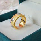 Bague Ouverte Soyeuse Fleurs Étoilées 6374