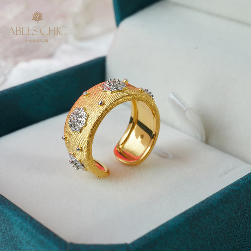 Bague Ouverte Soyeuse Fleurs Étoilées 6374