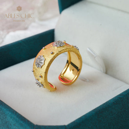 Bague Ouverte Soyeuse Fleurs Étoilées 6374