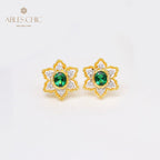 Boucles d'oreilles avec pierres précieuses et fleurs étoilées 5100