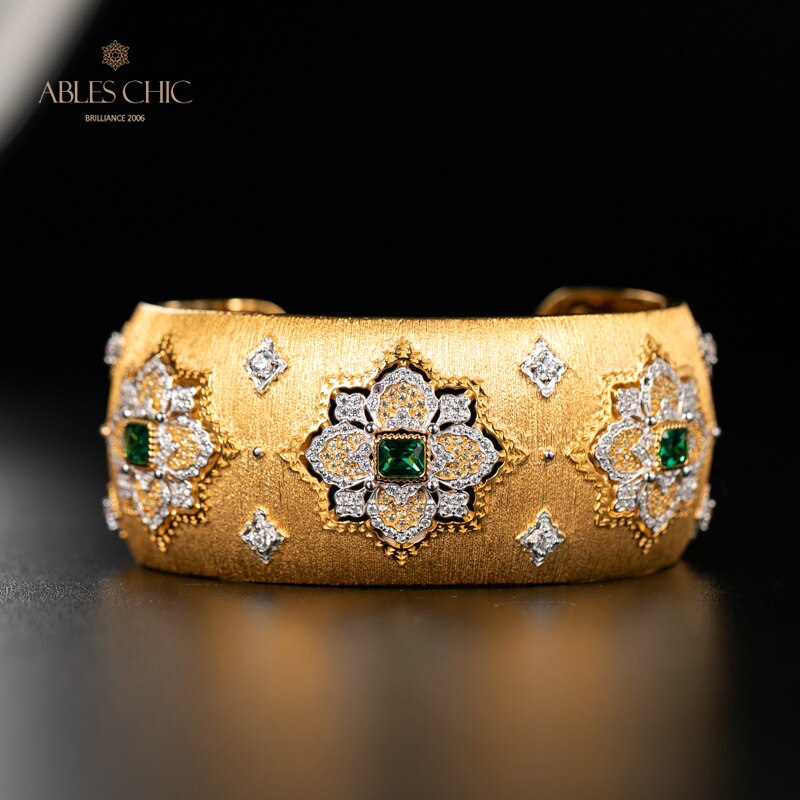 Bracelet Floral Émeraude Fretwork Dense 5228