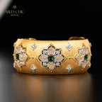 Bracelet Floral Émeraude Fretwork Dense 5228