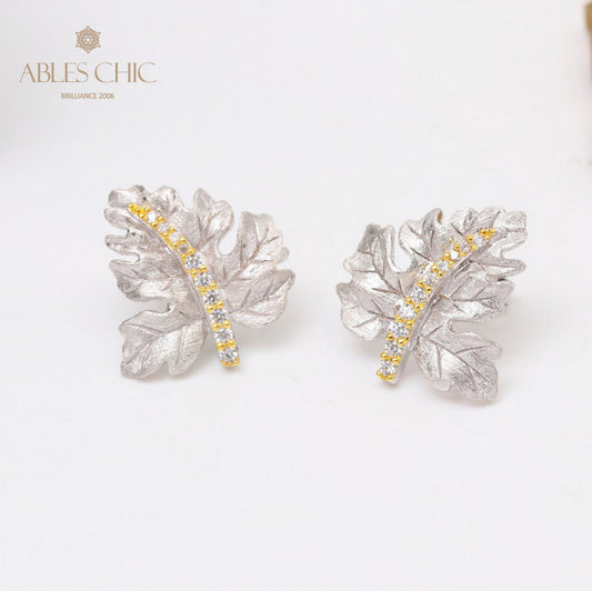 Boucles d'oreilles brossées feuille d'érable 5141