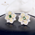 Boucles d'oreilles fleur de trèfle émeraude 5150