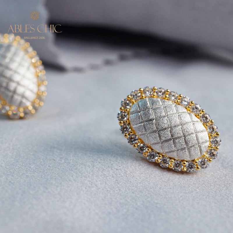 Boucles d'oreilles halo ovale soyeux 5832