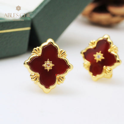 Boucles d'oreilles florales étoile trèfle 5035
