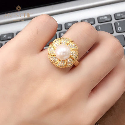 Bague florale en perles d'Akoya 5783