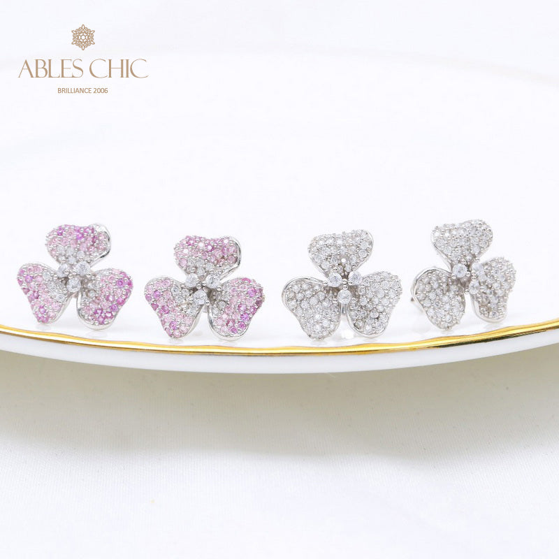 Boucles D'oreilles Florales Pétales Pavés 5541