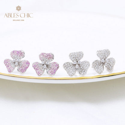 Boucles D'oreilles Florales Pétales Pavés 5541