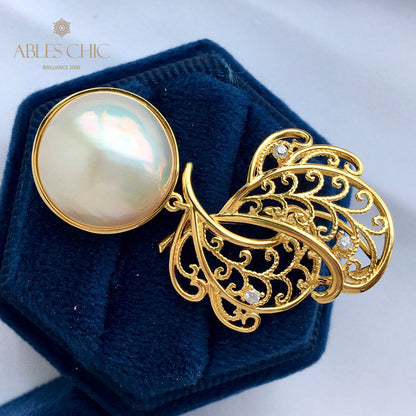 Pendentif feuille en filigrane de perles Mabe 5820