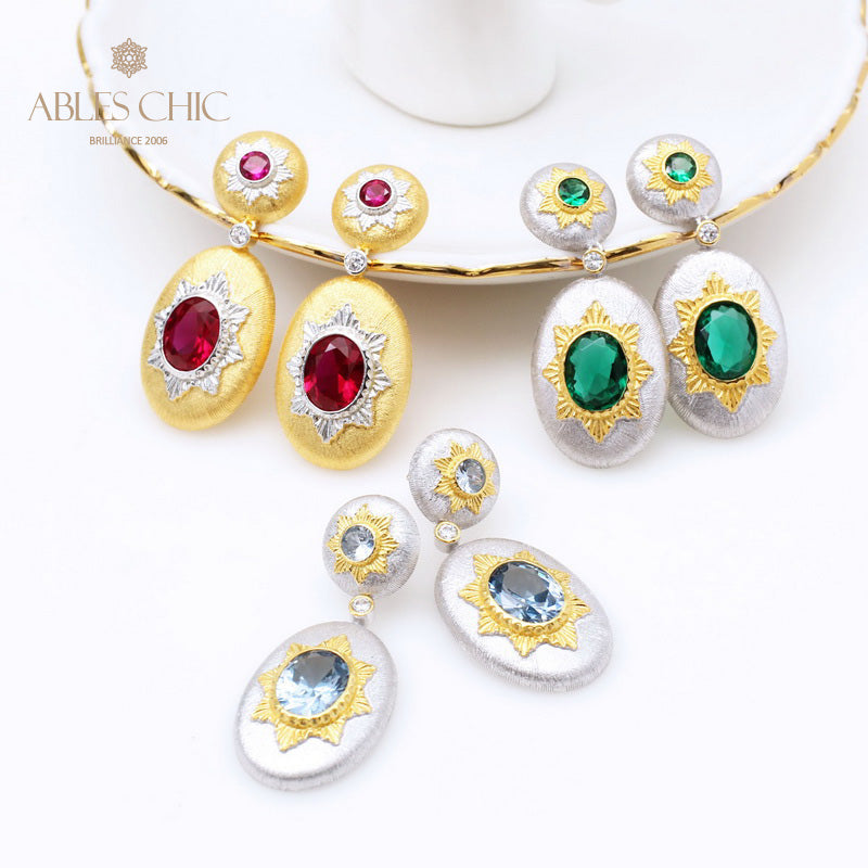 Boucles d'oreilles pendantes ovales étoilées et soyeuses 5468