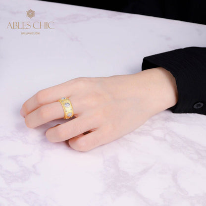 Bague Ouverte Soyeuse Fleurs Étoilées 6374