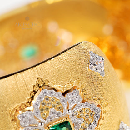 Bracelet Floral Émeraude Fretwork Dense 5232