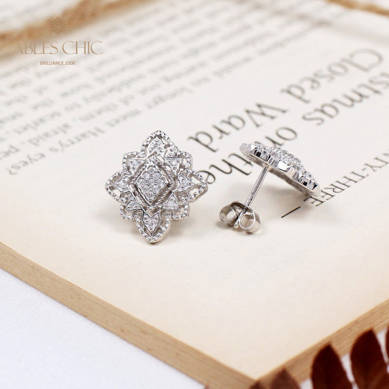 Boucles d'oreilles florales losange 5493