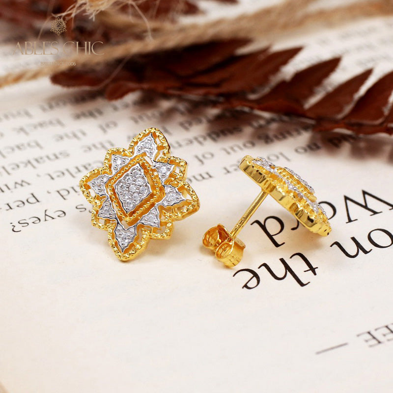 Boucles d'oreilles florales losange 5493