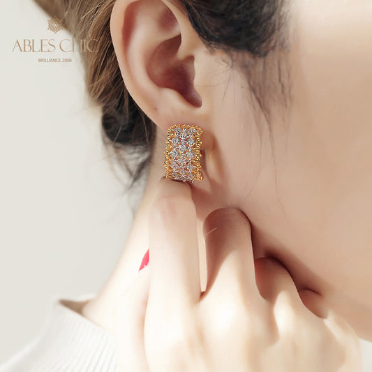 Boucles d'Oreilles Nid d'Abeille Dentelle Aérée 5011