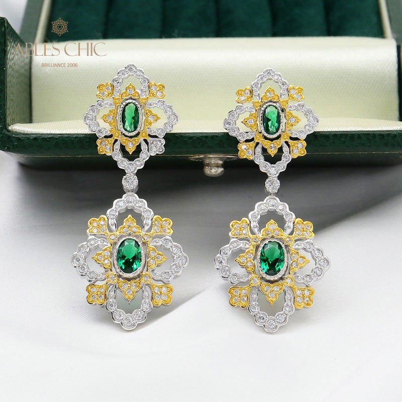 Boucles d'oreilles chandelier trèfle ajourées raffinées 5664