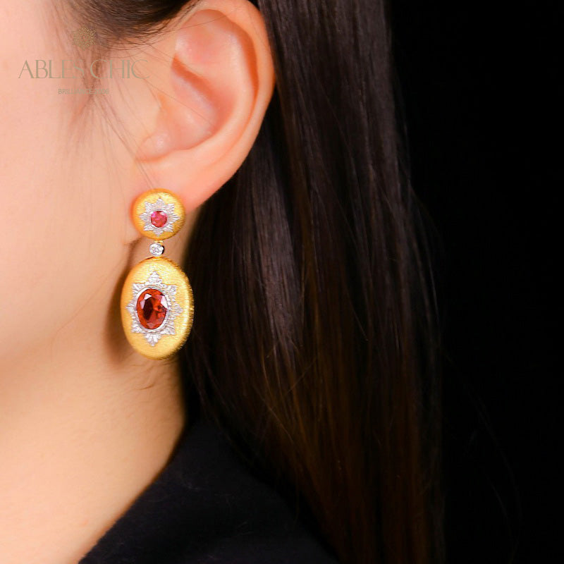 Boucles d'oreilles pendantes ovales étoilées et soyeuses 5468
