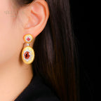 Boucles d'oreilles pendantes ovales étoilées et soyeuses 5468