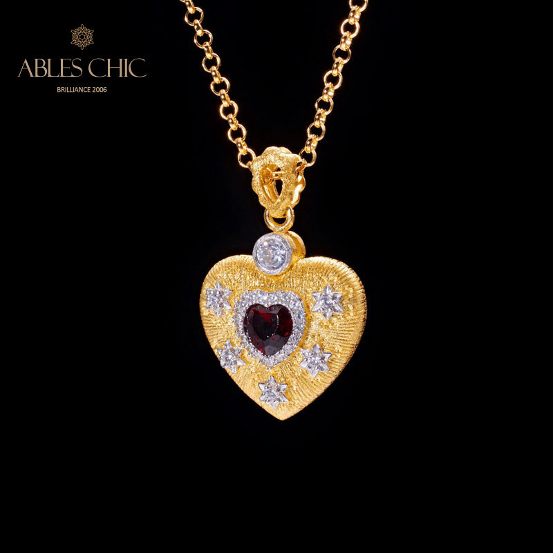 Collier à breloques en forme de cœur à motif en tissu 5849
