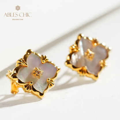 Boucles d'oreilles florales étoile trèfle 5035