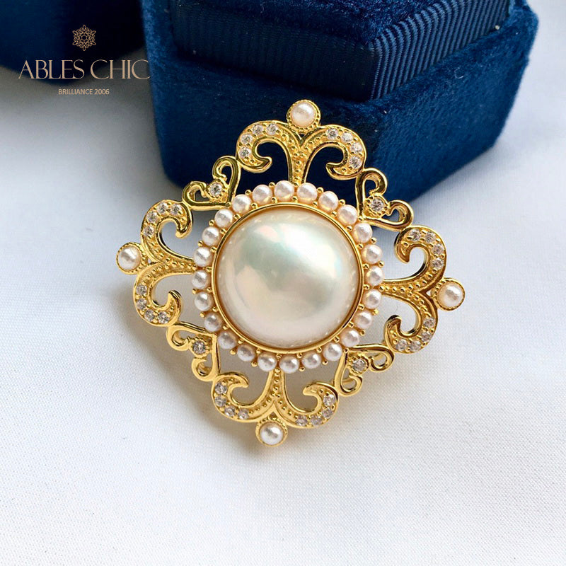 Pendentif halo en filigrane de perles Mabe 5821