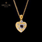 Collier à breloques en forme de cœur à motif en tissu 5849