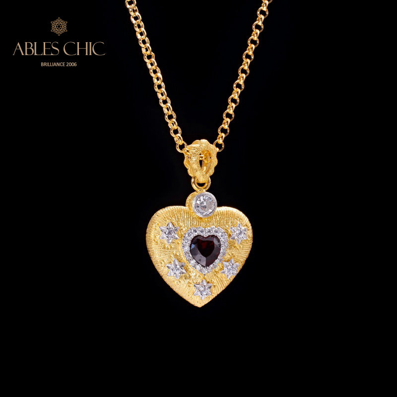 Collier à breloques en forme de cœur à motif en tissu 5849