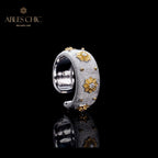 Bague Ouverte Soyeuse Fleurs Étoilées 6374