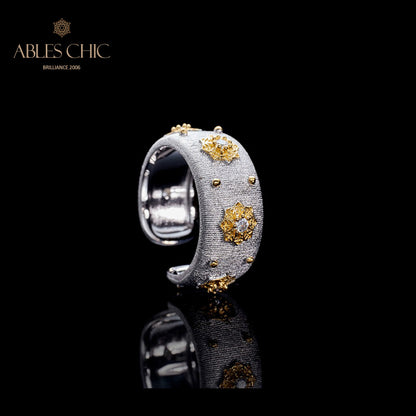 Bague Ouverte Soyeuse Fleurs Étoilées 6374