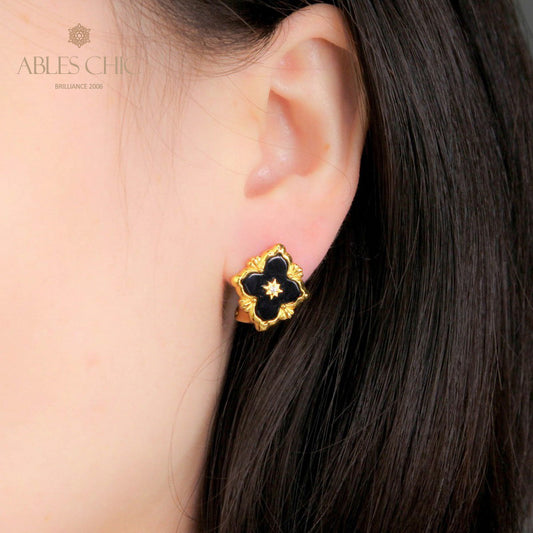 Boucles d'oreilles florales étoile trèfle 5035