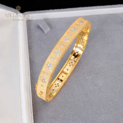 Bracelet en tissu trèfle avec zircons étoilés 5775