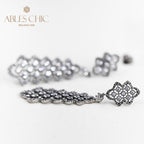 Boucles d'oreilles chandelier en dentelle ajourée 5010
