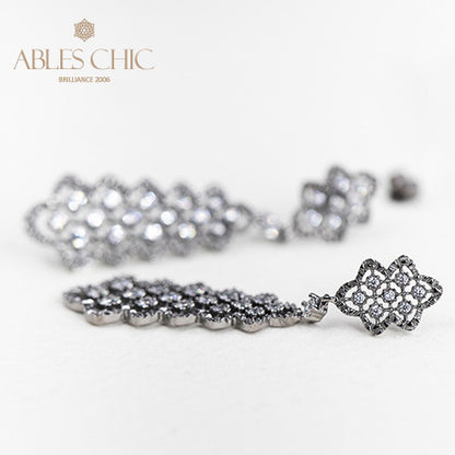 Boucles d'oreilles chandelier en dentelle ajourée 5010