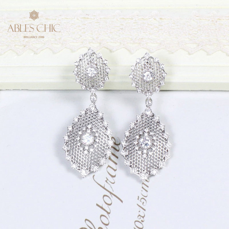 Boucles d'Oreilles Aérées Dentelle Nid d'Abeille 5115