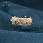 Bague Ouverte Soyeuse Fleurs Étoilées 6374