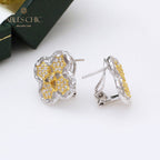 Boucles d'oreilles à tige florales prune 5407