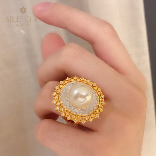 Bague ajourée en perles de coquillage 5732